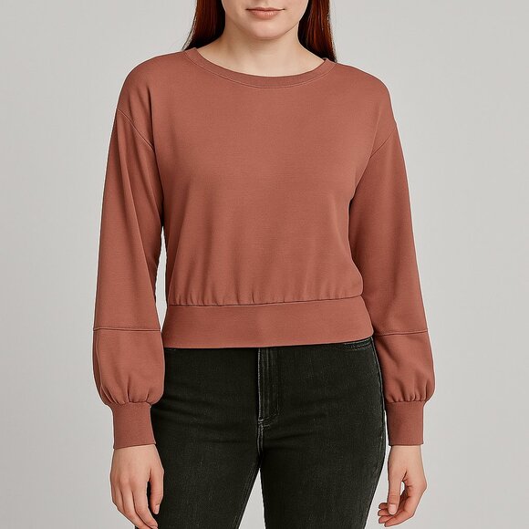 Insanely Soft Balloon Sleeve Cocoa Sweatshirt by Express *BRAND NEW WITH TAGS* - Picture 1 of 16